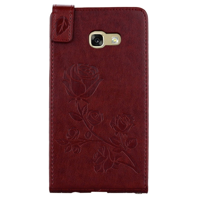 For Galaxy A5 (2017) Roses Pressed Flowers Pattern Vertical Flip Leather Case with Card Slot & Lanyard