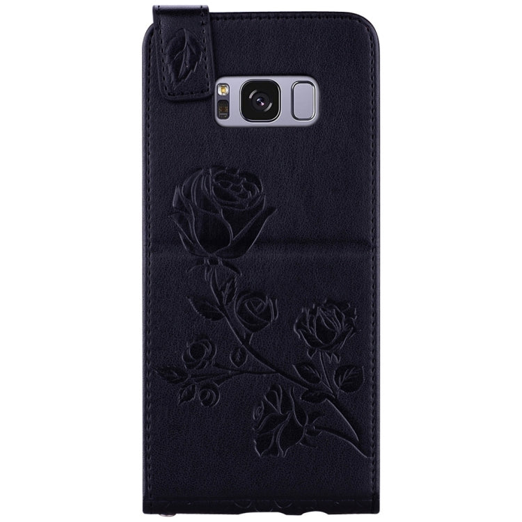 For Galaxy S8 Roses Pressed Flowers Pattern Vertical Flip Leather Case with Card Slot & Lanyard