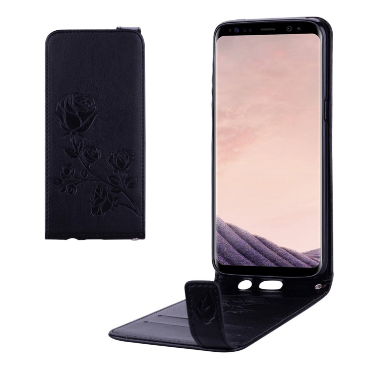For Galaxy S8 Roses Pressed Flowers Pattern Vertical Flip Leather Case with Card Slot & Lanyard
