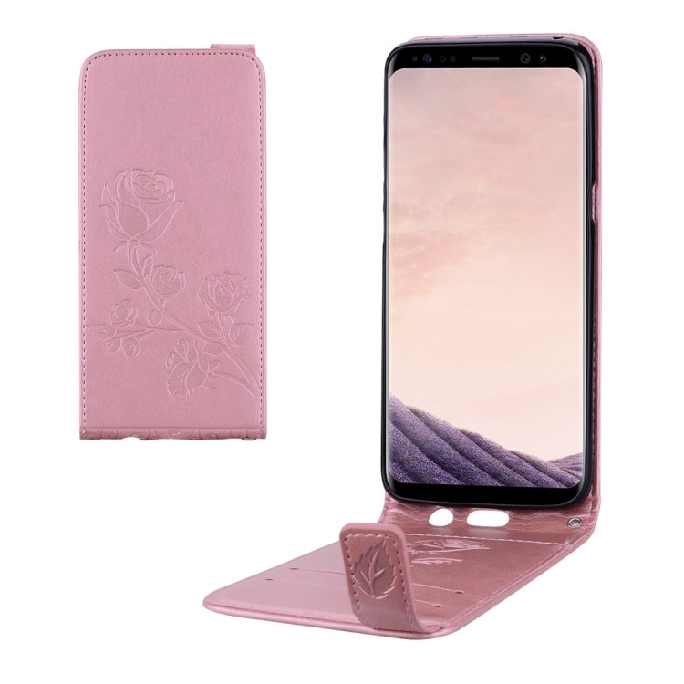 For Galaxy S8 Roses Pressed Flowers Pattern Vertical Flip Leather Case with Card Slot & Lanyard