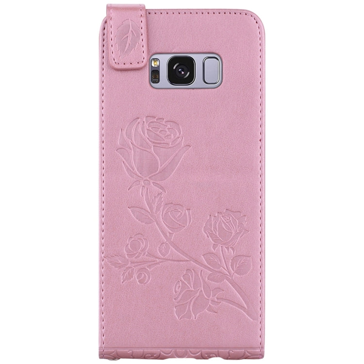 For Galaxy S8 Roses Pressed Flowers Pattern Vertical Flip Leather Case with Card Slot & Lanyard