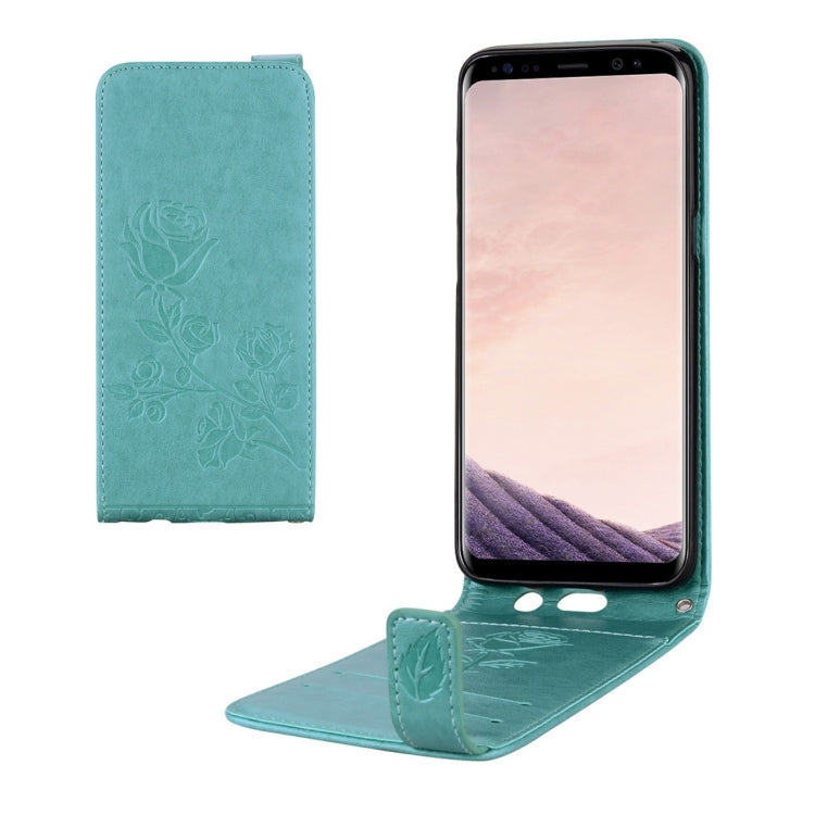 For Galaxy S8 Roses Pressed Flowers Pattern Vertical Flip Leather Case with Card Slot & Lanyard