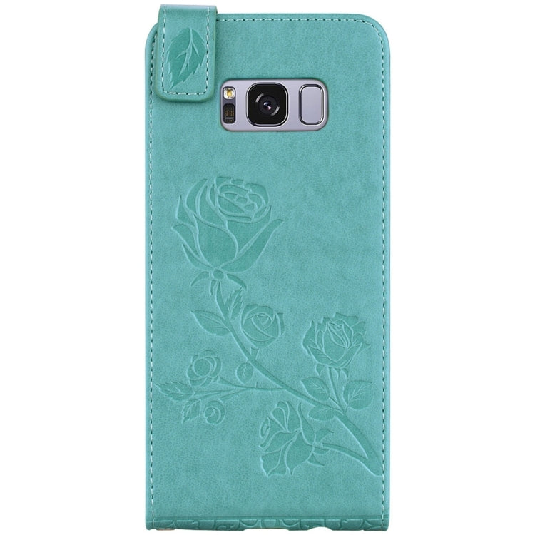 For Galaxy S8 Roses Pressed Flowers Pattern Vertical Flip Leather Case with Card Slot & Lanyard