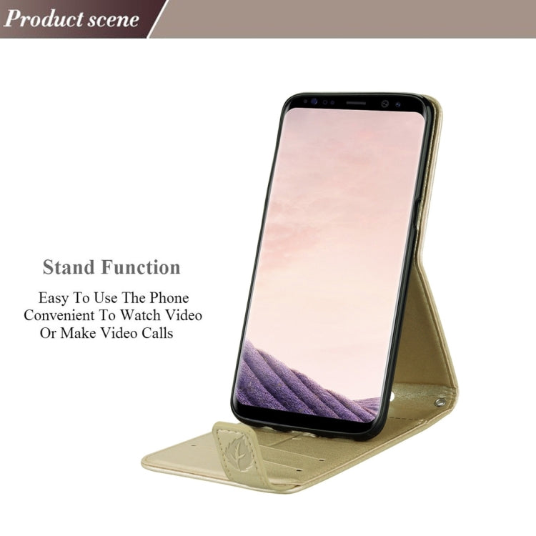 For Galaxy S8 Roses Pressed Flowers Pattern Vertical Flip Leather Case with Card Slot & Lanyard