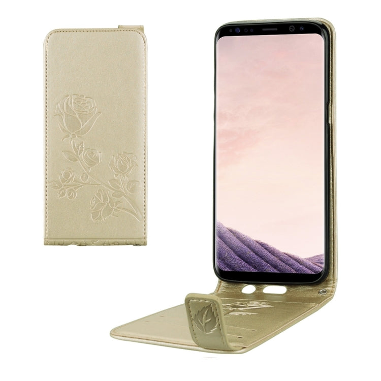 For Galaxy S8 Roses Pressed Flowers Pattern Vertical Flip Leather Case with Card Slot & Lanyard