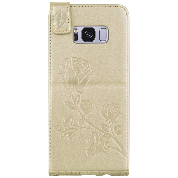 For Galaxy S8 Roses Pressed Flowers Pattern Vertical Flip Leather Case with Card Slot & Lanyard