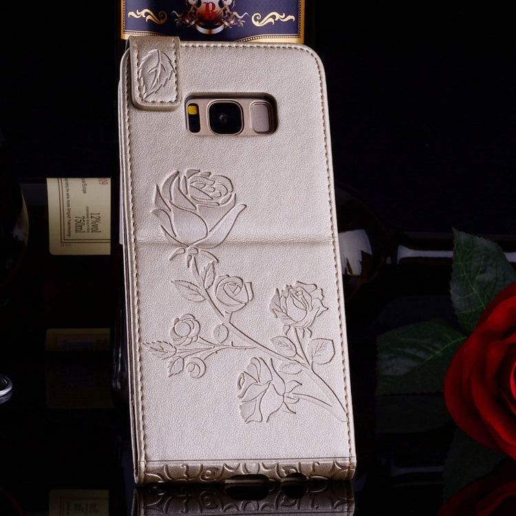 For Galaxy S8 Roses Pressed Flowers Pattern Vertical Flip Leather Case with Card Slot & Lanyard