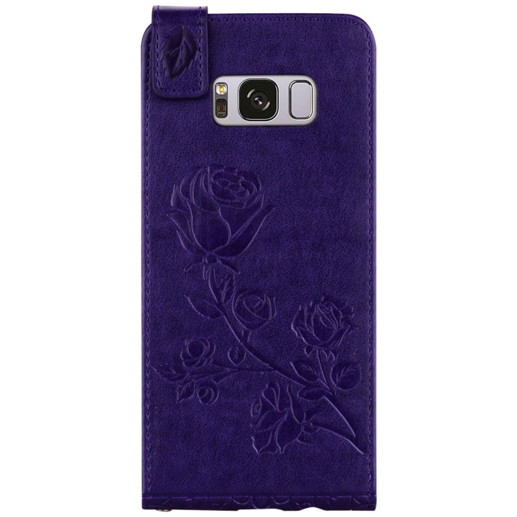 For Galaxy S8 Roses Pressed Flowers Pattern Vertical Flip Leather Case with Card Slot & Lanyard