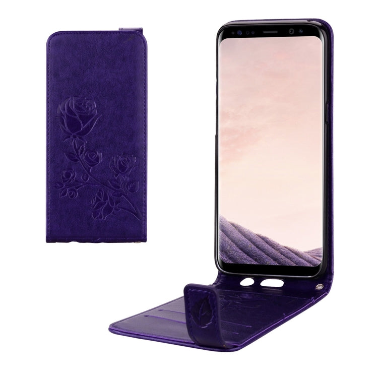For Galaxy S8 Roses Pressed Flowers Pattern Vertical Flip Leather Case with Card Slot & Lanyard