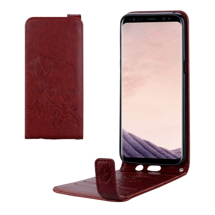 For Galaxy S8 Roses Pressed Flowers Pattern Vertical Flip Leather Case with Card Slot & Lanyard