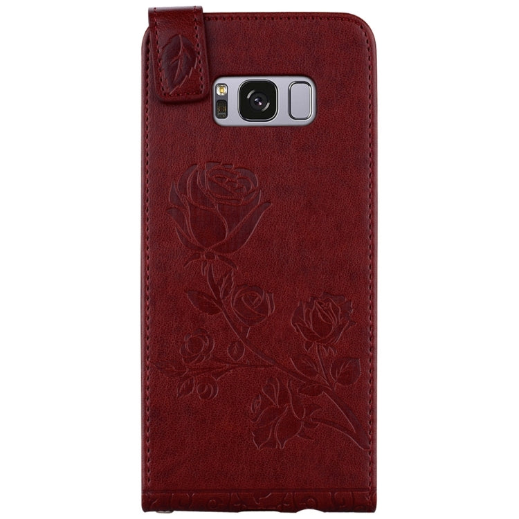 For Galaxy S8 Roses Pressed Flowers Pattern Vertical Flip Leather Case with Card Slot & Lanyard