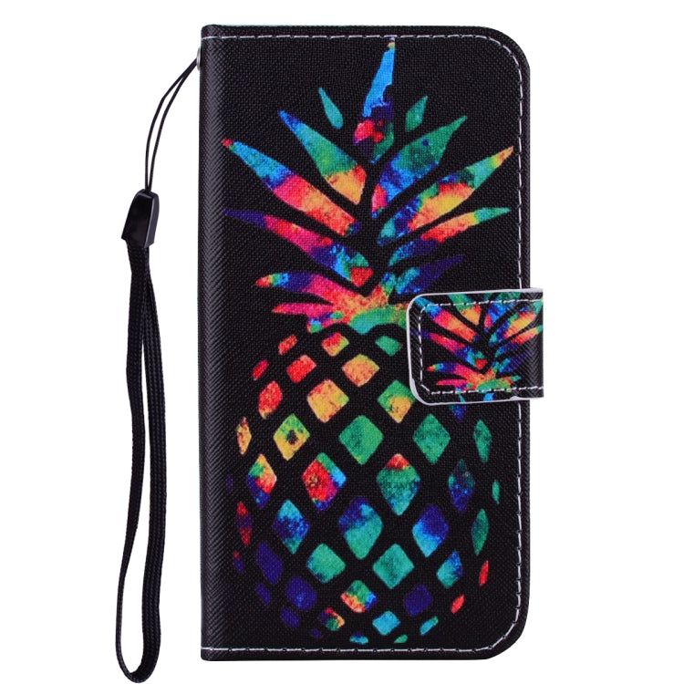 Colorful Pineapple Pattern Colored Drawing Horizontal Flip Leather Case for Galaxy S10, with Holder & Card Slots & Wallet & Lanyard