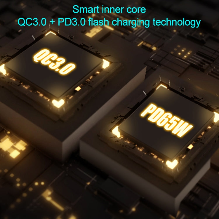 6 in 1 QC 3.0 USB Interface + 3 USB Ports + PD 65W Ports + QI Wireless Fast Charging Multi-function Charger with LED Display,