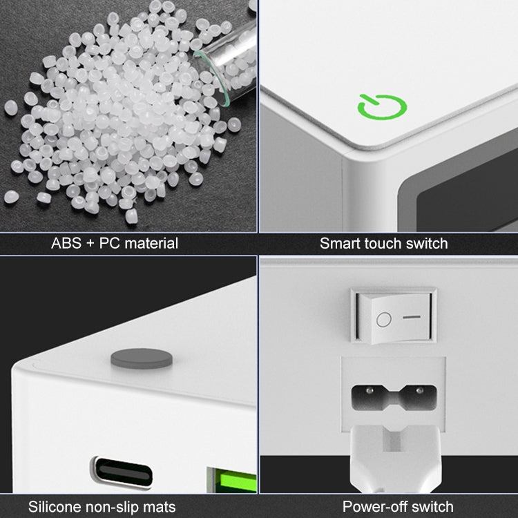 6 in 1 QC 3.0 USB Interface + 3 USB Ports + PD 65W Ports + QI Wireless Fast Charging Multi-function Charger with LED Display,