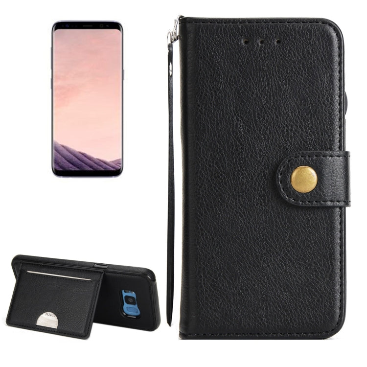 For Galaxy S8 Litchi Texture Detachable Rivet buckle Horizontal Flip Leather Case with Holder & Card Slots & Wallet & Photo Frame & Lanyard