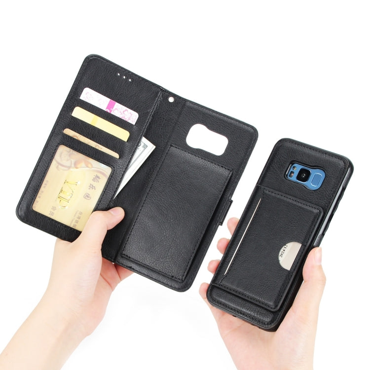 For Galaxy S8 Litchi Texture Detachable Rivet buckle Horizontal Flip Leather Case with Holder & Card Slots & Wallet & Photo Frame & Lanyard