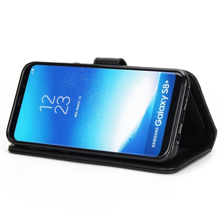 For Galaxy S8 Litchi Texture Detachable Rivet buckle Horizontal Flip Leather Case with Holder & Card Slots & Wallet & Photo Frame & Lanyard