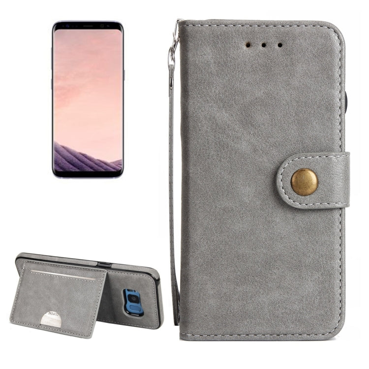 For Galaxy S8 Litchi Texture Detachable Rivet buckle Horizontal Flip Leather Case with Holder & Card Slots & Wallet & Photo Frame & Lanyard