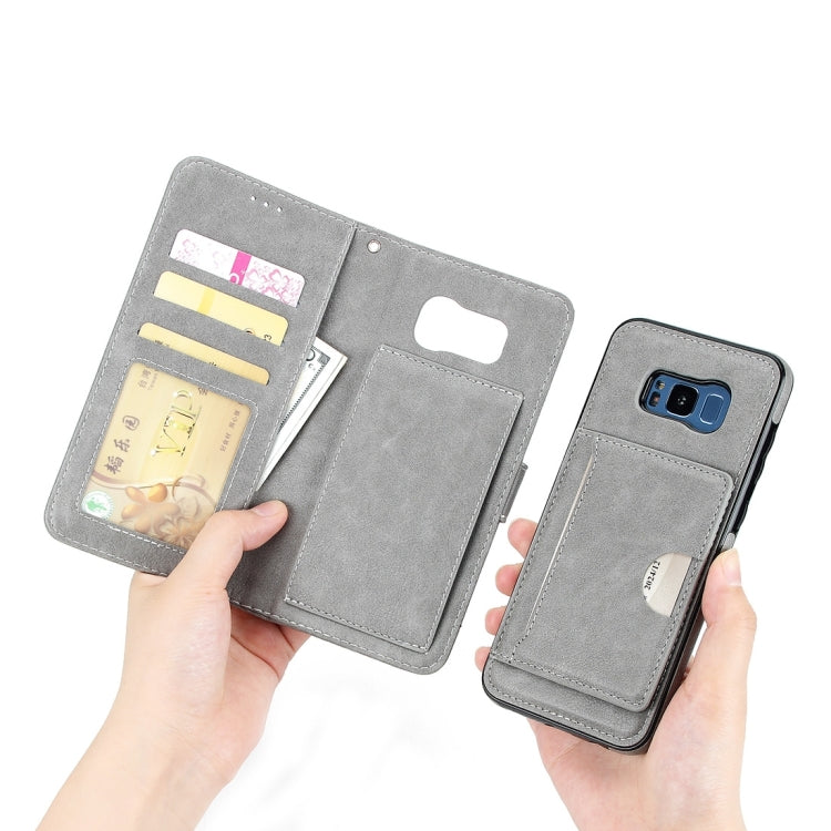 For Galaxy S8 Litchi Texture Detachable Rivet buckle Horizontal Flip Leather Case with Holder & Card Slots & Wallet & Photo Frame & Lanyard