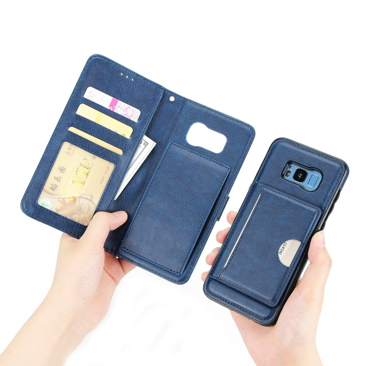 For Galaxy S8 Litchi Texture Detachable Rivet buckle Horizontal Flip Leather Case with Holder & Card Slots & Wallet & Photo Frame & Lanyard