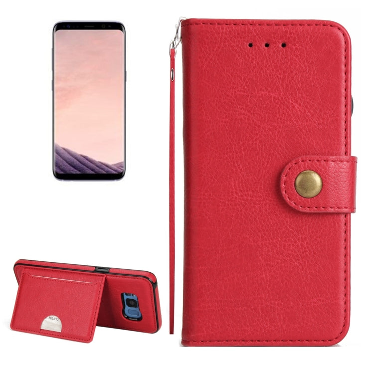 For Galaxy S8 Litchi Texture Detachable Rivet buckle Horizontal Flip Leather Case with Holder & Card Slots & Wallet & Photo Frame & Lanyard