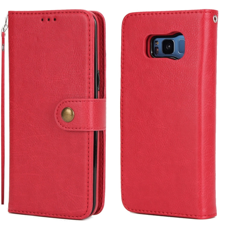 For Galaxy S8 Litchi Texture Detachable Rivet buckle Horizontal Flip Leather Case with Holder & Card Slots & Wallet & Photo Frame & Lanyard