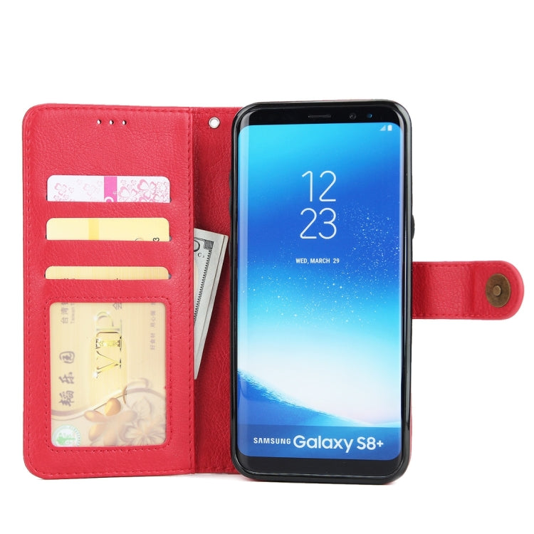 For Galaxy S8 Litchi Texture Detachable Rivet buckle Horizontal Flip Leather Case with Holder & Card Slots & Wallet & Photo Frame & Lanyard