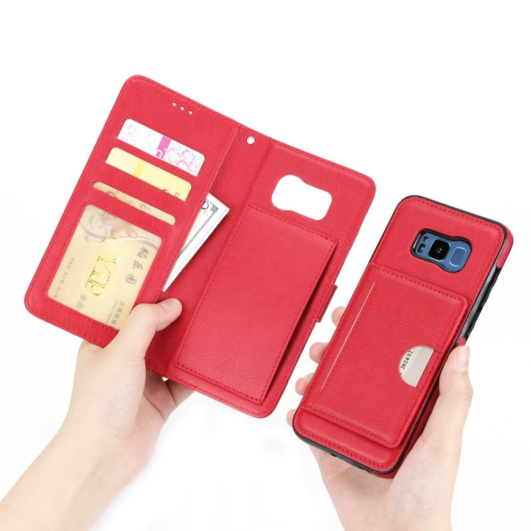 For Galaxy S8 Litchi Texture Detachable Rivet buckle Horizontal Flip Leather Case with Holder & Card Slots & Wallet & Photo Frame & Lanyard