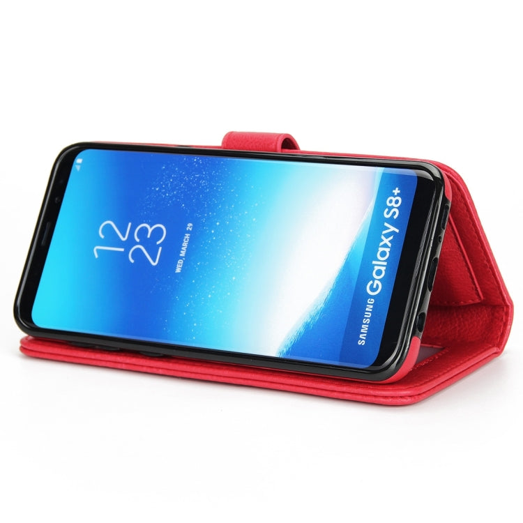 For Galaxy S8 Litchi Texture Detachable Rivet buckle Horizontal Flip Leather Case with Holder & Card Slots & Wallet & Photo Frame & Lanyard