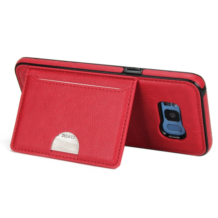 For Galaxy S8 Litchi Texture Detachable Rivet buckle Horizontal Flip Leather Case with Holder & Card Slots & Wallet & Photo Frame & Lanyard