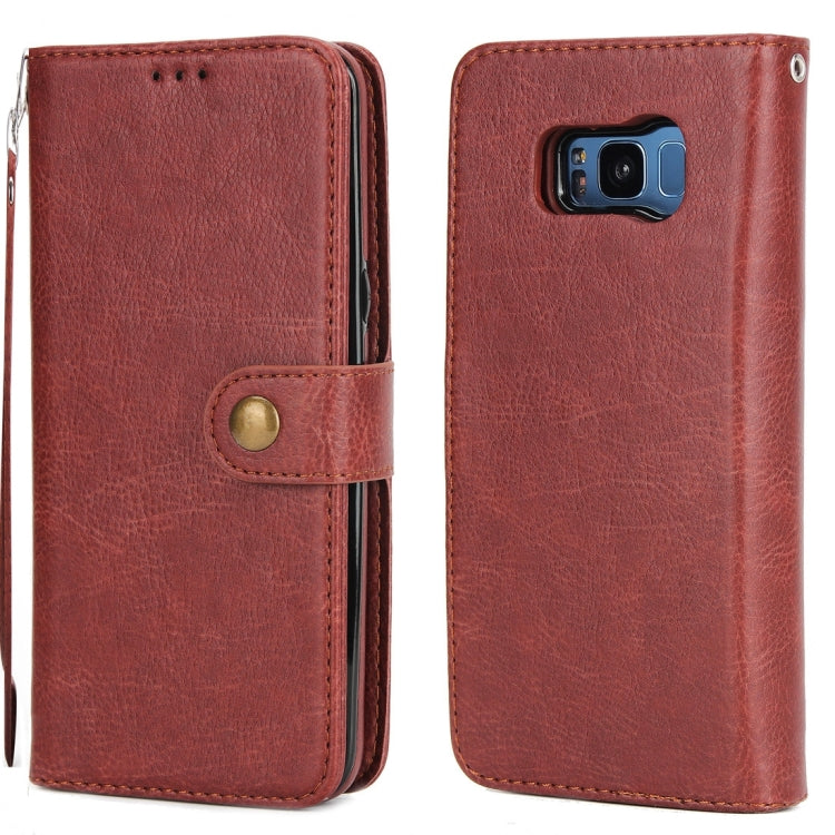 For Galaxy S8 Litchi Texture Detachable Rivet buckle Horizontal Flip Leather Case with Holder & Card Slots & Wallet & Photo Frame & Lanyard