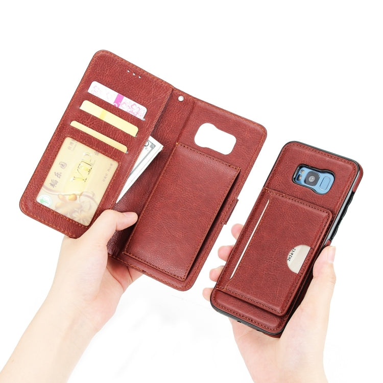 For Galaxy S8 Litchi Texture Detachable Rivet buckle Horizontal Flip Leather Case with Holder & Card Slots & Wallet & Photo Frame & Lanyard