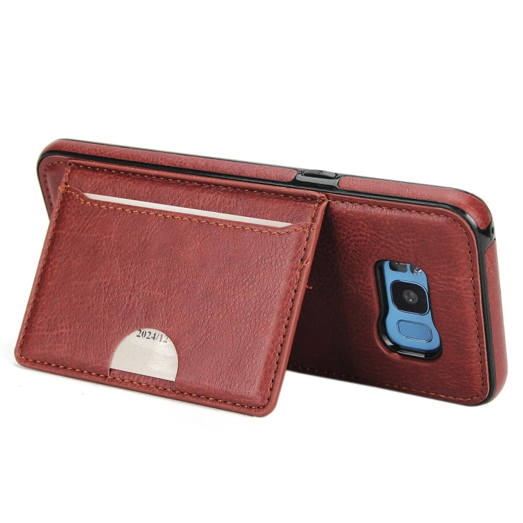 For Galaxy S8 Litchi Texture Detachable Rivet buckle Horizontal Flip Leather Case with Holder & Card Slots & Wallet & Photo Frame & Lanyard