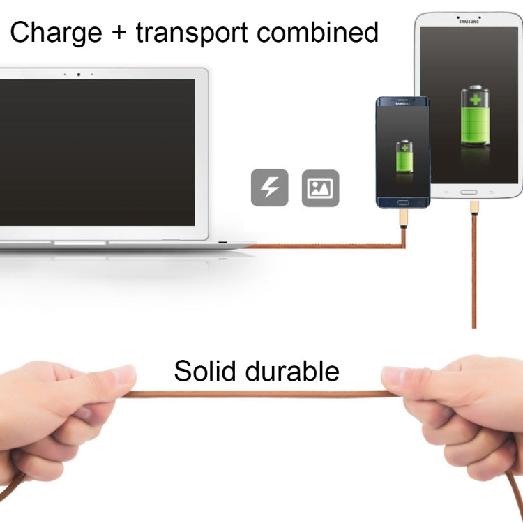 1m PU Leather Knitting Metal Head 90 Cores Micro USB to USB 2.0 Data / Charger Cable, For Samsung / Huawei / Xiaomi / Meizu / LG / HTC and Other Smartphones