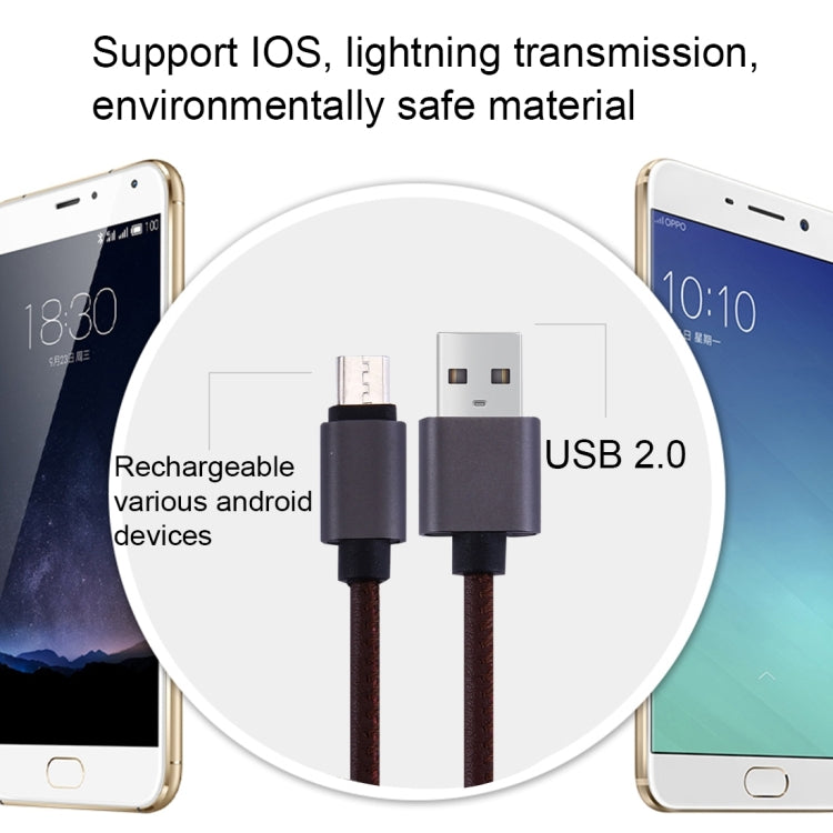 1m PU Leather Knitting Metal Head 90 Cores Micro USB to USB 2.0 Data / Charger Cable, For Samsung / Huawei / Xiaomi / Meizu / LG / HTC and Other Smartphones