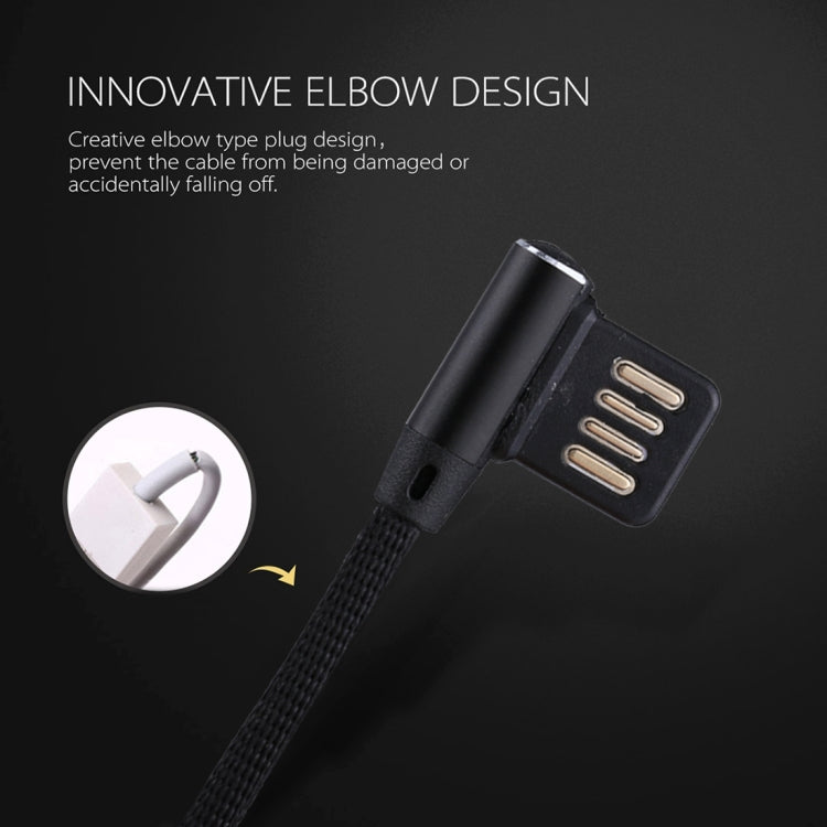 1m 2.4A Output USB to USB-C / Type-C Double Elbow Design Nylon Weave Style Data Sync Charging Cable