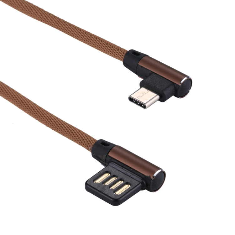 1m 2.4A Output USB to USB-C / Type-C Double Elbow Design Nylon Weave Style Data Sync Charging Cable