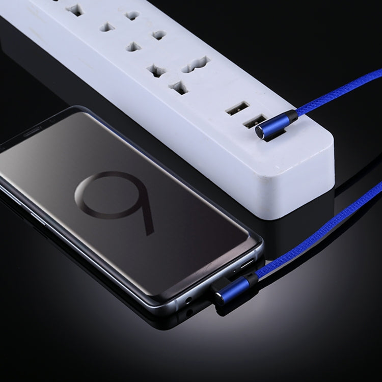 1m 2.4A Output USB to USB-C / Type-C Double Elbow Design Nylon Weave Style Data Sync Charging Cable