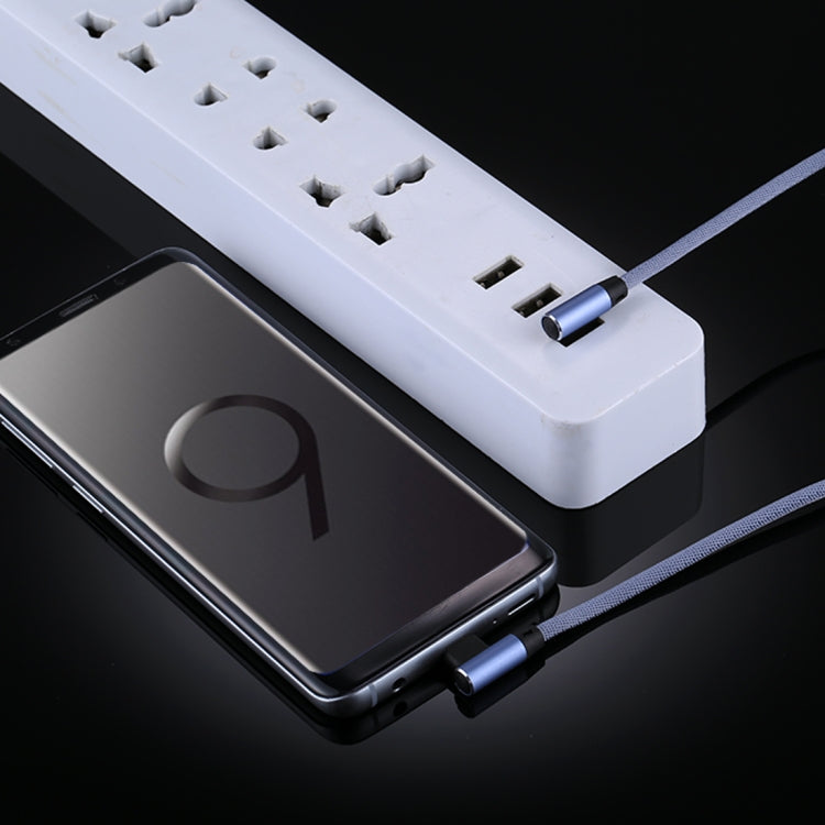 1m 2.4A Output USB to USB-C / Type-C Double Elbow Design Nylon Weave Style Data Sync Charging Cable