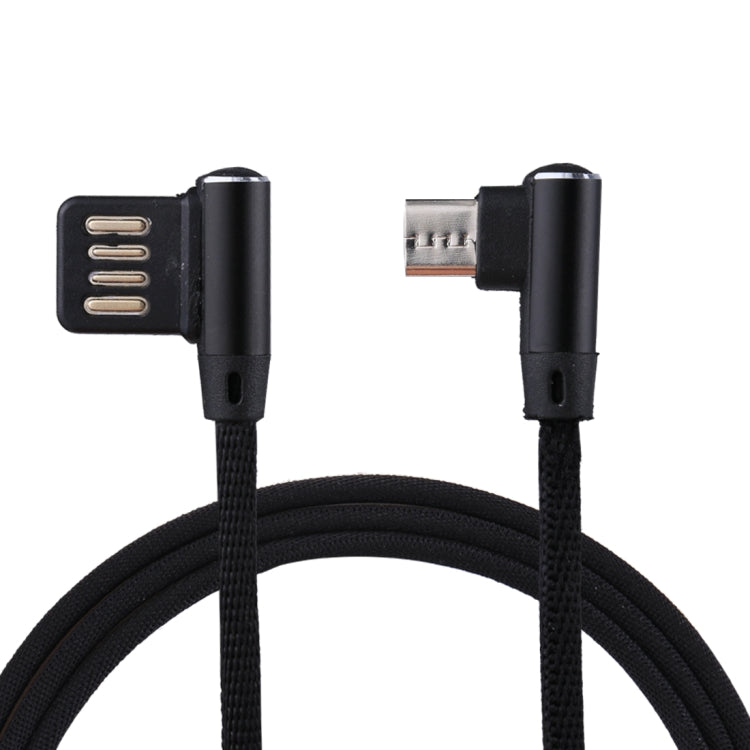 1m 2.4A Output USB to Micro USB Double Elbow Design Nylon Weave Style Data Sync Charging Cable, F