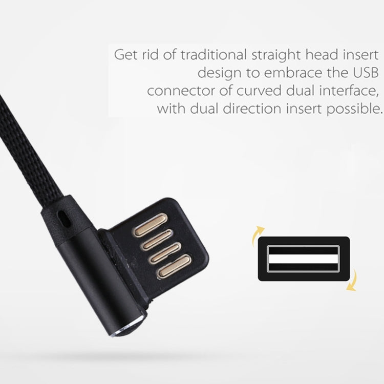 1m 2.4A Output USB to Micro USB Double Elbow Design Nylon Weave Style Data Sync Charging Cable, F