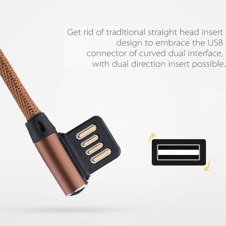 1m 2.4A Output USB to Micro USB Double Elbow Design Nylon Weave Style Data Sync Charging Cable, F
