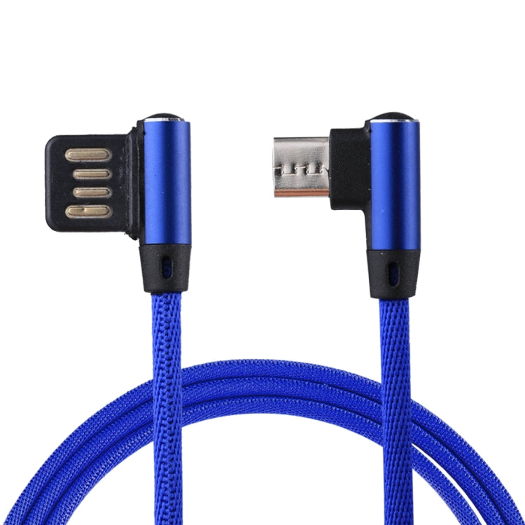 1m 2.4A Output USB to Micro USB Double Elbow Design Nylon Weave Style Data Sync Charging Cable, F