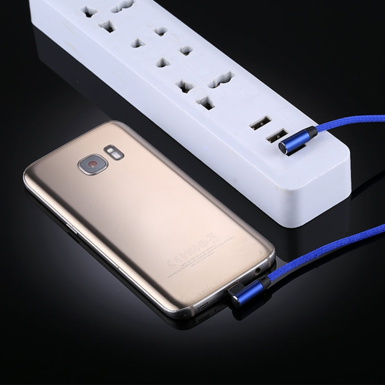 1m 2.4A Output USB to Micro USB Double Elbow Design Nylon Weave Style Data Sync Charging Cable, F