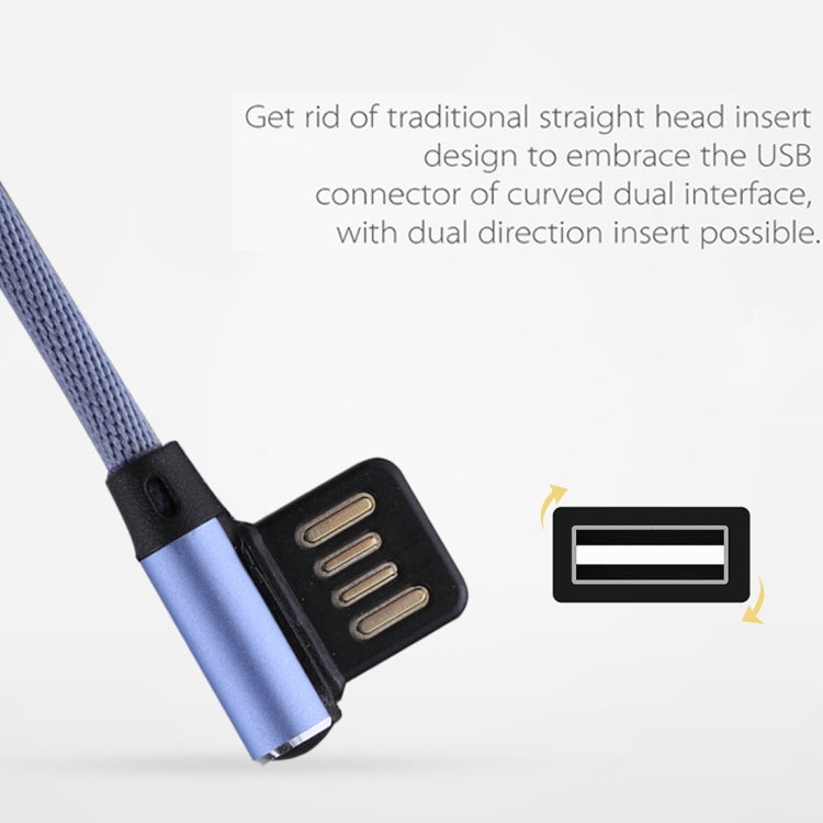 1m 2.4A Output USB to Micro USB Double Elbow Design Nylon Weave Style Data Sync Charging Cable, F