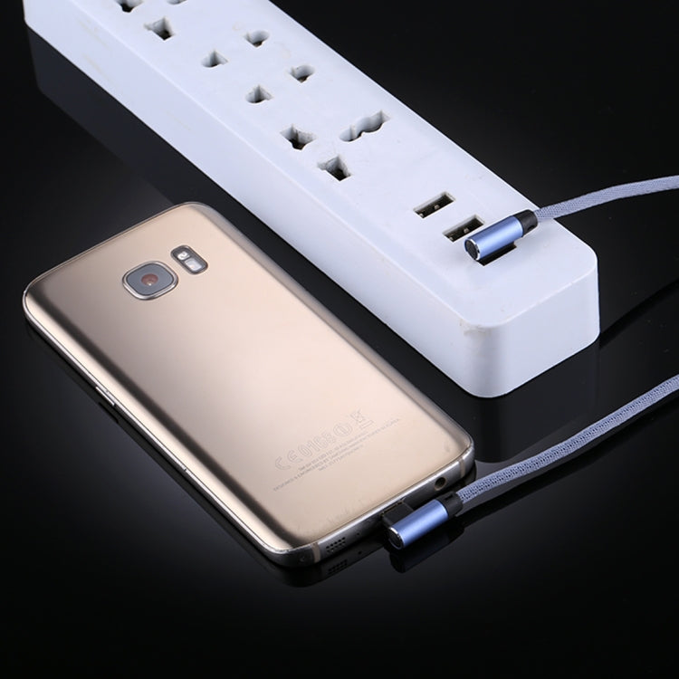 1m 2.4A Output USB to Micro USB Double Elbow Design Nylon Weave Style Data Sync Charging Cable, F