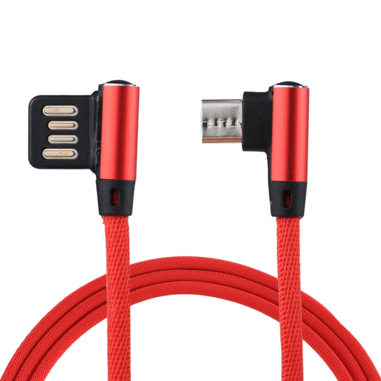 1m 2.4A Output USB to Micro USB Double Elbow Design Nylon Weave Style Data Sync Charging Cable, F