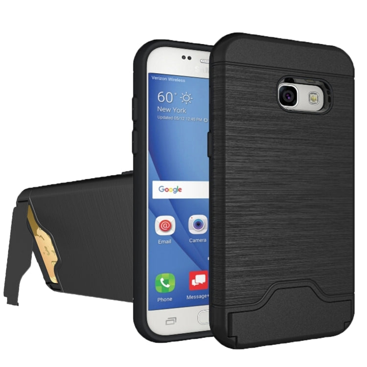 For Galaxy A3 (2017) / A320 Brushed Texture Separable PC + TPU Protective Combination Back Case with Holder & Card Slot
