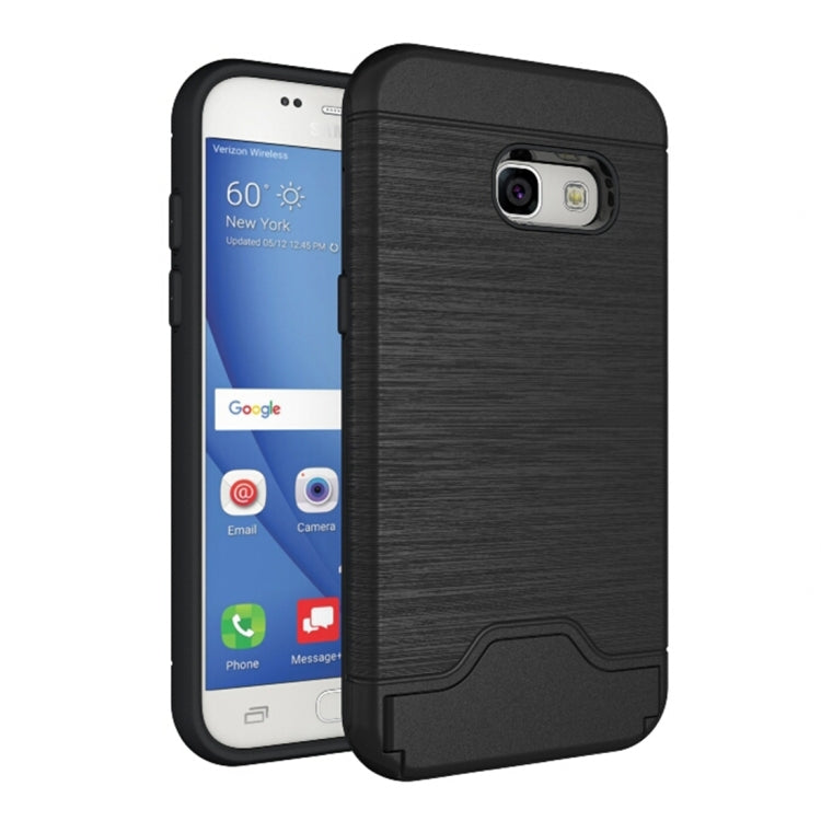 For Galaxy A3 (2017) / A320 Brushed Texture Separable PC + TPU Protective Combination Back Case with Holder & Card Slot