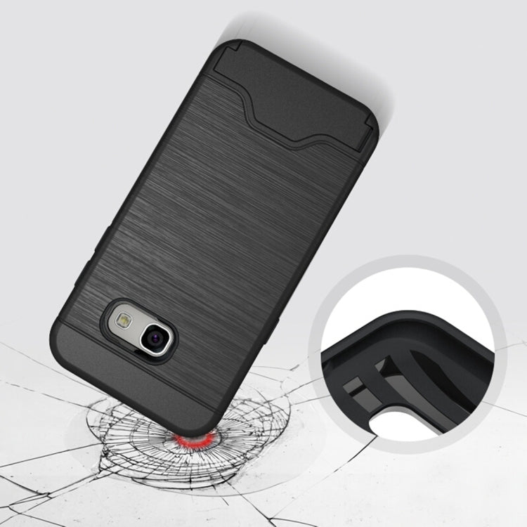 For Galaxy A3 (2017) / A320 Brushed Texture Separable PC + TPU Protective Combination Back Case with Holder & Card Slot